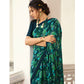 Green Floral Printed Georgette Saree