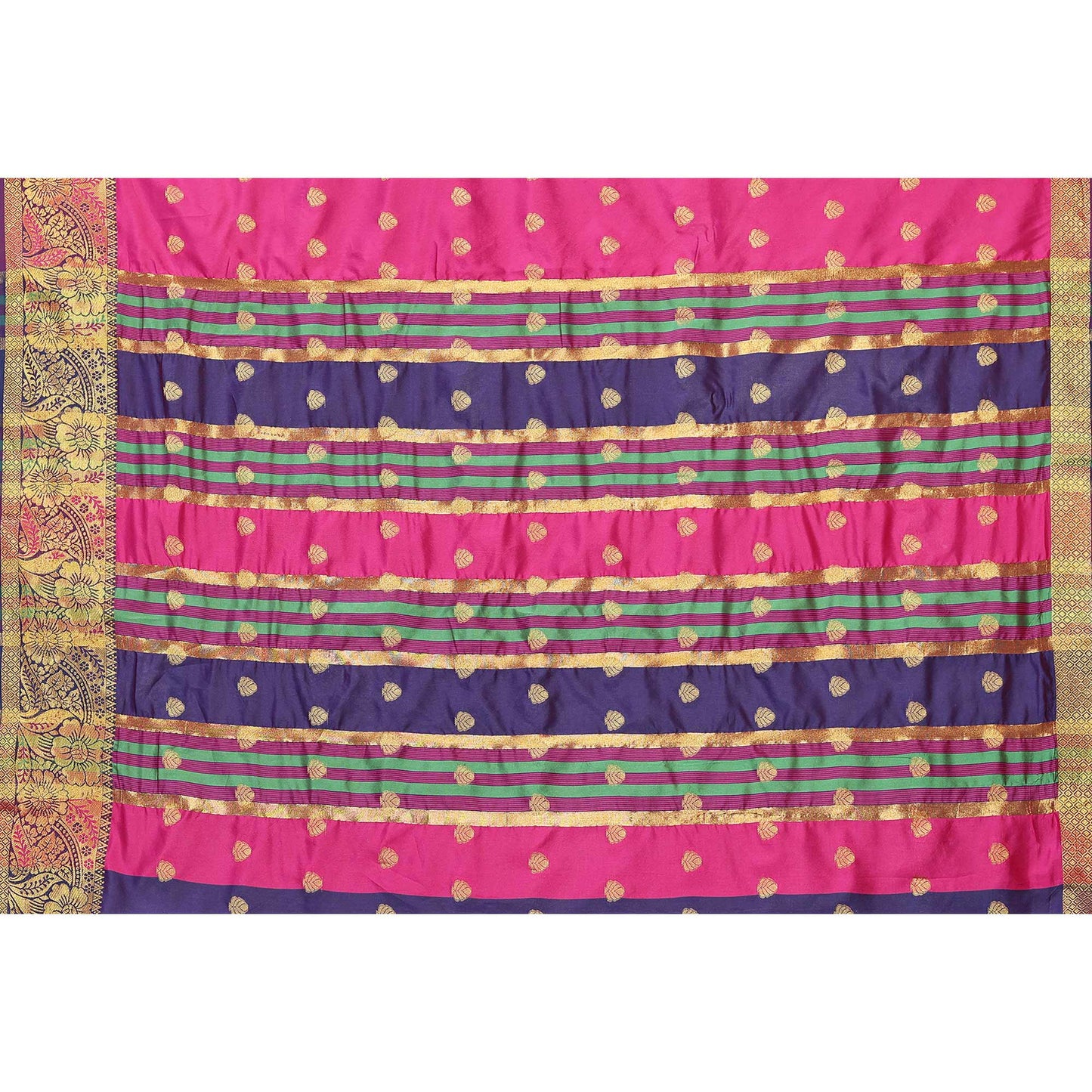 Rani Pink Woven Banarasi Silk Saree