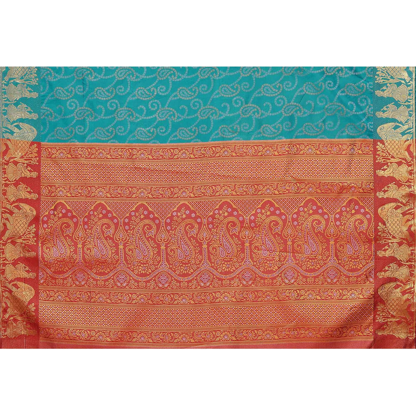 Rama Blue Woven Banarasi Silk Saree