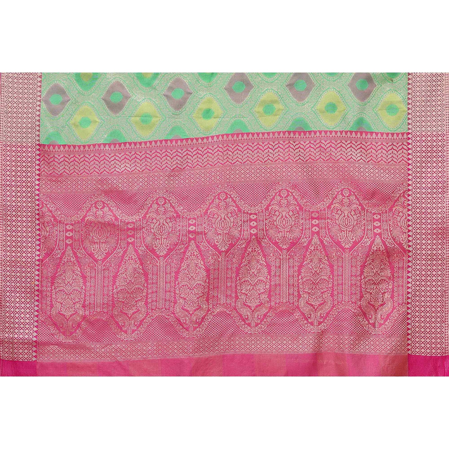 Parrot Green Woven Banarasi Silk Saree