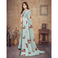 Grey Floral Printed Georgette Saree With Lace Border