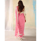 Light Pink Foil Printed Georgette Saree With Embroidered Border