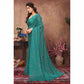 Rama Green Mukaish With Foil Printed Silk Saree With Tassels