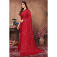 Red Mukaish Work Silk Saree With Tassels