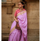 Lavender Floral Woven Art Silk Saree With Tassels