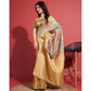 Gold Floral Digital Printed With Woven Border Banarasi Silk Saree