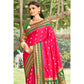 Pink Woven Paithani Banarasi Silk Saree With Tassels