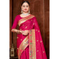 Pink Woven Paithani Banarasi Silk Saree With Tassels