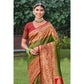 Green Woven Kanjivaram Silk Saree With Tassels