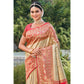 Cream Woven Kanjivaram Silk Saree With Tassels