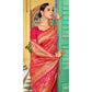 Magenta Floral Woven Banarasi Silk Saree With Tassels