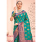 Rama Green Floral Woven Kanjivaram Silk Saree With Tassels