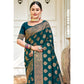 Teal Floral Woven Banarasi Silk Saree