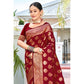 Maroon Floral Woven Banarasi Silk Saree