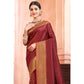 Maroon Woven Banarasi Silk Saree With Tassels