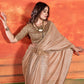 Beige Bandhani Printed Chiffon Saree With Embroidered Border