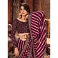 Wine Striped Printed Georgette Saree