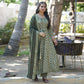 Grey Anarkali Chanderi Silk Suit With Hancrafted & Foil Print