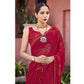 Red Foil Printed With Swarovski Work Chiffon Saree