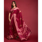 Magenta Floral Foil Printed Art Silk Saree