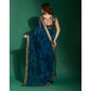 Navy Blue Printed With Sequins Border Chiffon Saree