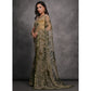 Green Printed With Mirror Work Georgette Saree