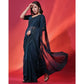 Teal Sequins Embroidered Georgette Saree