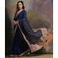 Blue Bandhej Printed Georgette Saree With Tassels