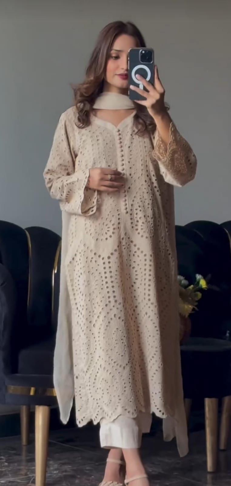 Beige Chikankari Hakuba Designer Ready-to-Wear Suits (Premium)