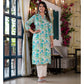 White Floral Angrakha Style Mulmul Cotton Suit With Foil Print