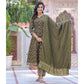 Green Floral Printed Pure Cotton Anarkali Salwar Suit