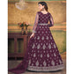 Purple Embroidered Net Semi Stitched Anarkali Suit