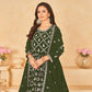 Mehendi Green Floral Embroidered Georgette Semi Stitched Anarkali Suit