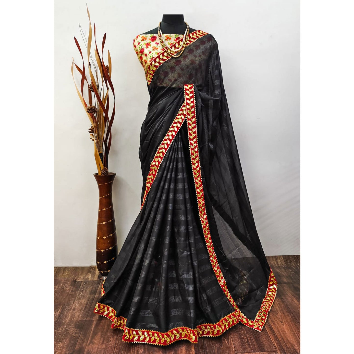 Black Woven Chiffon Saree