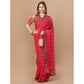 Pink Foil Printed Chiffon Saree With Lace Border