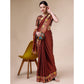 Rust Swarovski With Bandhani Printed Border Art Silk Saree