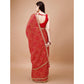 Red Bandhani Printed Chiffon Saree