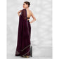 Wine Embroidered Swaroski Work Chiffon Saree