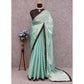 Turquoise Sequins Embroidered Chiffon Saree