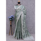 Sage Green Sequins Embroidered Chiffon Saree