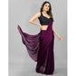 Purple Striped Printed Art Silk Saree