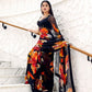 Black Floral Printed Georgette Saree