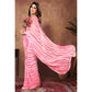 Pink Printed Ready To Wear Georgette Saree