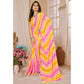 Yellow & Pink Printed Ready To Wear Georgette Saree