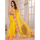 Yellow Embroidered Georgette Ruffle Saree