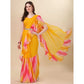 Yellow Printed Georgette Ruffle Saree