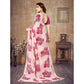 Light Peach Floral Printed Georgette Saree With Lace Border