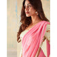 Light Pink Foil Printed Georgette Saree With Embroidered Border