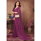 Purple Mukaish With Foil Printed Silk Saree With Tassels