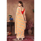 Yellow Printed Striped Printed Ready To Wear Georgette Saree